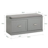 SoBuy FSR131-HG Banc d’Entrée avec Coussin Rembourré et 2 Tiroirs – Charge 150 kg – Gris