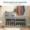 SoBuy FSR131-HG Banc d’Entrée avec Coussin Rembourré et 2 Tiroirs – Charge 150 kg – Gris