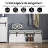 SoBuy FSR133-W Banc à Chaussures avec Porte de Grange Coulissante et 6 Compartiments pour Entrée – 120x35x45 cm, Blanc