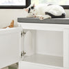 SoBuy FSR136-W Banc à Chaussures avec Coussin Rembourré, 2 Portes et Maison pour Chat Intégrée pour Entrée – 90x36x44 cm, Blanc