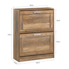 SoBuy FSR137-F Armoire à Chaussures 2 Abattants Réglables, Slim 23cm pour Entrée Couloir – 60x23x79 cm, Bois Foncé