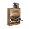 SoBuy FSR137-F Armoire à Chaussures 2 Abattants Réglables, Slim 23cm pour Entrée Couloir – 60x23x79 cm, Bois Foncé