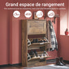 SoBuy FSR137-L-F Meuble à Chaussures à Abattants 3 Niveaux Grande Capacité – Rangement Discret pour Entrée – Bois Foncé
