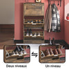 SoBuy FSR137-L-F Meuble à Chaussures à Abattants 3 Niveaux Grande Capacité – Rangement Discret pour Entrée – Bois Foncé