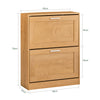 SoBuy FSR137-N Meuble à Chaussures à Abattants 2 Niveaux – Rangement Discret pour Entrée – 60x23x79 cm Naturel
