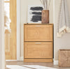 SoBuy FSR137-N Meuble à Chaussures à Abattants 2 Niveaux – Rangement Discret pour Entrée – 60x23x79 cm Naturel
