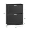 SoBuy FSR137-SCH Meuble à Chaussures à Abattants 2 Niveaux – Rangement Discret pour Entrée – 60x25x80 cm Noir
