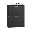 SoBuy FSR137-SCH Meuble à Chaussures à Abattants 2 Niveaux – Rangement Discret pour Entrée – 60x25x80 cm Noir