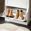 SoBuy FSR137-W Meuble à Chaussures à Abattants 2 Niveaux – Rangement Discret pour Entrée – 60x25x80 cm Blanc