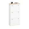 SoBuy FSR144-WN Armoire à Chaussures 3 Abattants et 2 Crochets, Meuble d'Entrée pour Couloir – Blanc et Naturel