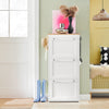 SoBuy FSR144-WN Armoire à Chaussures avec 3 Abattants et 2 Crochets – L59×P26×H116 cm, Charge 30 kg, Blanc et Naturel