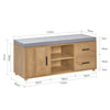 SoBuy FSR148-N Banc à Chaussures avec Coussin Rembourré 4 cm – 2 Tiroirs, 1 Porte, 6 Pieds Hévéa – 110×35×47 cm, Naturel