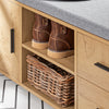 SoBuy FSR148-N Banc à Chaussures avec Coussin Rembourré 4 cm – 2 Tiroirs, 1 Porte, 6 Pieds Hévéa – 110×35×47 cm, Naturel