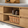 SoBuy FSR149-N Banc à Chaussures avec Coussin Rembourré et Tiroirs, Meuble d'Entrée – 110x35x45 cm, Naturel