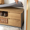 SoBuy FSR149-N Banc à Chaussures avec Coussin Rembourré et Tiroirs, Meuble d'Entrée – 110x35x45 cm, Naturel