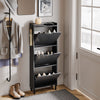 SoBuy FSR151-H-E-SCH Armoire à Chaussures Ultra-Slim 19 cm – 3 Abattants, Noir Mat avec LED