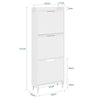 SoBuy FSR151-H-E-W Armoire à Chaussures Ultra-Slim 19 cm – 3 Abattants – Entrée Gain de Place – Blanc avec LED