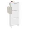 SoBuy FSR151-H-E-W Armoire à Chaussures Ultra-Slim 19 cm – 3 Abattants – Entrée Gain de Place – Blanc avec LED
