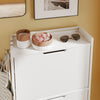 SoBuy FSR151-H-E-W Armoire à Chaussures Ultra-Slim 19 cm – 3 Abattants – Entrée Gain de Place – Blanc avec LED