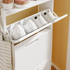 SoBuy FSR151-H-E-W Armoire à Chaussures Ultra-Slim 19 cm – 3 Abattants – Entrée Gain de Place – Blanc avec LED
