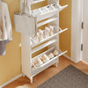SoBuy FSR151-H-E-W Armoire à Chaussures Ultra-Slim 19 cm – 3 Abattants – Entrée Gain de Place – Blanc avec LED