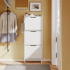 SoBuy FSR151-H-E-W Armoire à Chaussures Ultra-Slim 19 cm – 3 Abattants – Entrée Gain de Place – Blanc avec LED