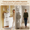 SoBuy FSR151-H-E-W Armoire à Chaussures Ultra-Slim 19 cm – 3 Abattants – Entrée Gain de Place – Blanc avec LED