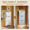 SoBuy FSR151-H-E-W Armoire à Chaussures Ultra-Slim 19 cm – 3 Abattants – Entrée Gain de Place – Blanc avec LED
