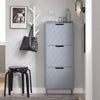 SoBuy FSR151-H-HG Armoire à Chaussures 3 Abattants Ultra-Slim 19cm, Rangement Compact pour Entrée Couloir – 50x19x129 cm, Gris