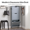 SoBuy FSR151-H-HG Armoire à Chaussures 3 Abattants Ultra-Slim 19cm, Rangement Compact pour Entrée Couloir – 50x19x129 cm, Gris