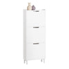 SoBuy FSR151-H-W Meuble à chaussures étroit 19 cm avec 3 abattants – 6 à 8 paires, 50 x 19 x 129 cm, Blanc