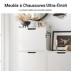 SoBuy FSR151-H-W Meuble à chaussures étroit 19 cm avec 3 abattants – 6 à 8 paires, 50 x 19 x 129 cm, Blanc