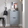 SoBuy FSR151-HG Armoire à Chaussures 2 Abattants Ultra-Slim 19cm, Rangement Compact pour Entrée Couloir – 50x19x91 cm, Gris