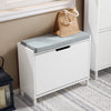 SoBuy FSR151-K-W Banc à Chaussures avec Coussin Rembourré et 1 Abattant, Slim 24cm pour Entrée – 60x24x52 cm, Blanc