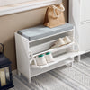 SoBuy FSR151-K-W Banc à Chaussures avec Coussin Rembourré et 1 Abattant, Slim 24cm pour Entrée – 60x24x52 cm, Blanc