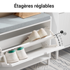 SoBuy FSR151-K-W Banc à Chaussures avec Coussin Rembourré et 1 Abattant, Slim 24cm pour Entrée – 60x24x52 cm, Blanc