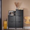 SoBuy FSR151-H-SCH Armoire à Chaussures Ultra-Slim 19 cm | 3 Abattants, 6–8 Paires, Noir