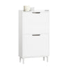 SoBuy FSR151-W Armoire à Chaussures 2 Abattants Ultra-Slim 19cm, Rangement Compact pour Entrée Couloir – 50x19x91 cm, Blanc