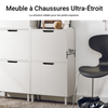 SoBuy FSR151-W Armoire à Chaussures 2 Abattants Ultra-Slim 19cm, Rangement Compact pour Entrée Couloir – 50x19x91 cm, Blanc