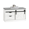 SoBuy FSR153-W Banc à Chaussures avec Coussin Rembourré et Porte de Grange Coulissante pour Entrée – 80x30x49 cm, Blanc