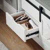 SoBuy FSR153-W Banc à Chaussures avec Coussin Rembourré et Porte de Grange Coulissante pour Entrée – 80x30x49 cm, Blanc