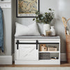 SoBuy FSR153-W Banc à Chaussures avec Coussin Rembourré et Porte de Grange Coulissante pour Entrée – 80x30x49 cm, Blanc