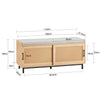 SoBuy FSR154-N Banc à Chaussures avec Coussin Rembourré, 2 Portes Coulissantes Façade Rotin Tissé pour Entrée – 110x40x49 cm, Naturel