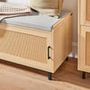 SoBuy FSR154-N Banc à Chaussures avec Coussin Rembourré, 2 Portes Coulissantes Façade Rotin Tissé pour Entrée – 110x40x49 cm, Naturel