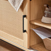 SoBuy FSR154-N Banc à Chaussures avec Coussin Rembourré, 2 Portes Coulissantes Façade Rotin Tissé pour Entrée – 110x40x49 cm, Naturel