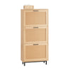 SoBuy FSR155-N Armoire à Chaussures 3 Abattants Effet Cannage Rotin, Meuble d'Entrée Design – Naturel