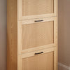 SoBuy FSR155-N Armoire à Chaussures 3 Abattants Effet Cannage Rotin, Meuble d'Entrée Design – Naturel