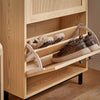 SoBuy FSR155-N Armoire à Chaussures 3 Abattants Effet Cannage Rotin, Meuble d'Entrée Design – Naturel