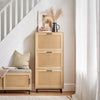 SoBuy FSR155-N Armoire à Chaussures 3 Abattants Effet Cannage Rotin, Meuble d'Entrée Design – Naturel
