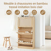 SoBuy FSR159-N Armoire à Chaussures 3 Abattants – L60 × P24 × H118 cm, Naturel